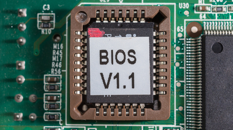 BIOS chip on a motherboard