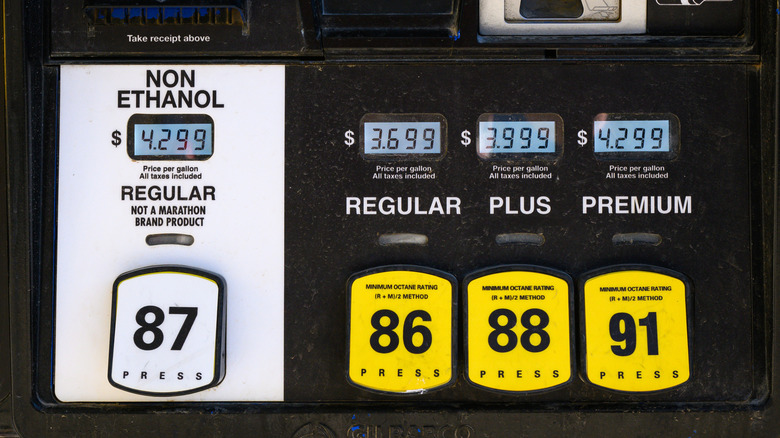 gas pump selection with non ethonol regular gasoline