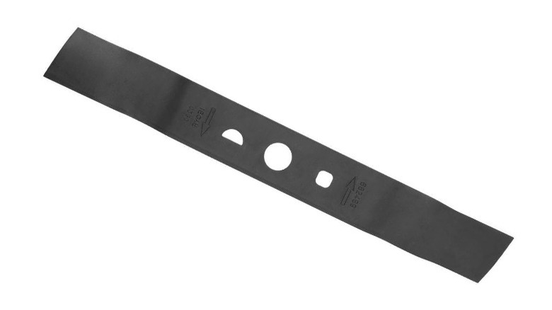 Ryobi mower blade on white backdrop