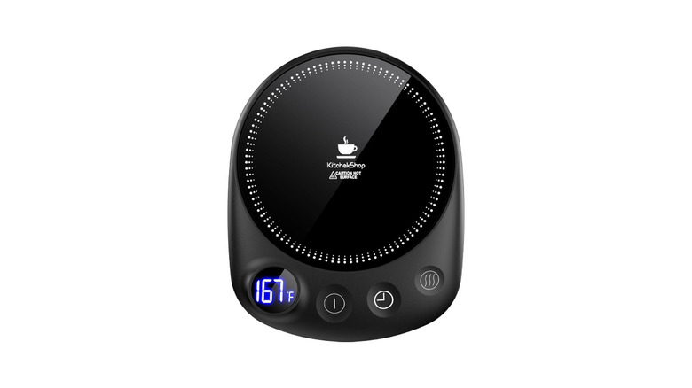 A Kitchek coffee mug warmer against a white background.