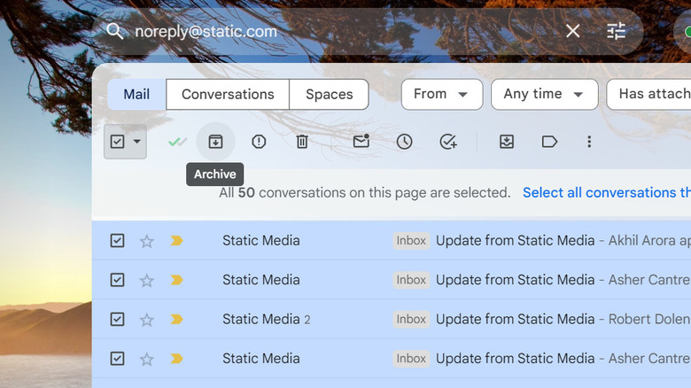 Gmail archive button