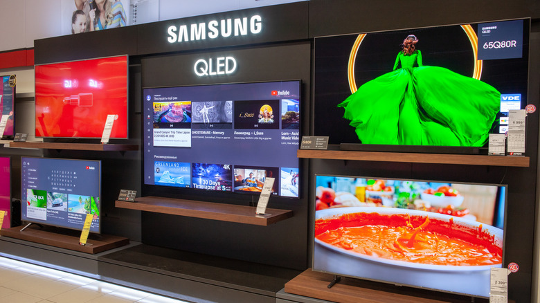 Samsung QLED TVs on display