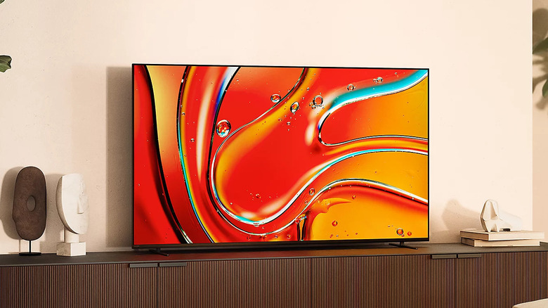 A Sony Bravia 7 TV placed on a console