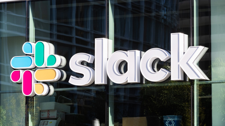Slack sign on building