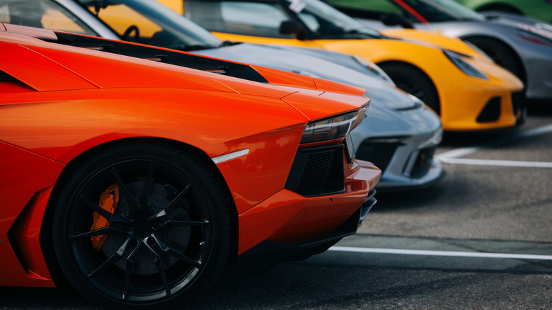 Supercars at a parking lot 