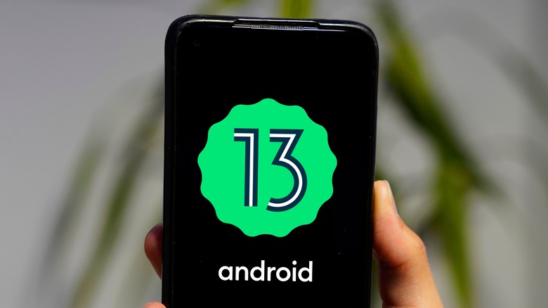 smartphone with Android 13 logo