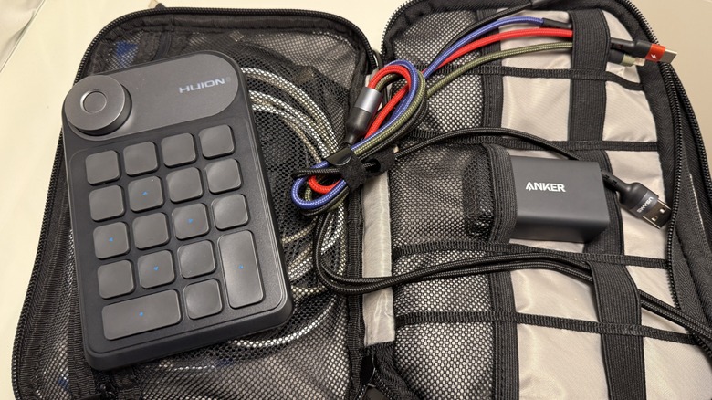 CAOODKDK Electronic Travel Organizer and Huion Keydial Mini Bluetooth Programmable Keypad