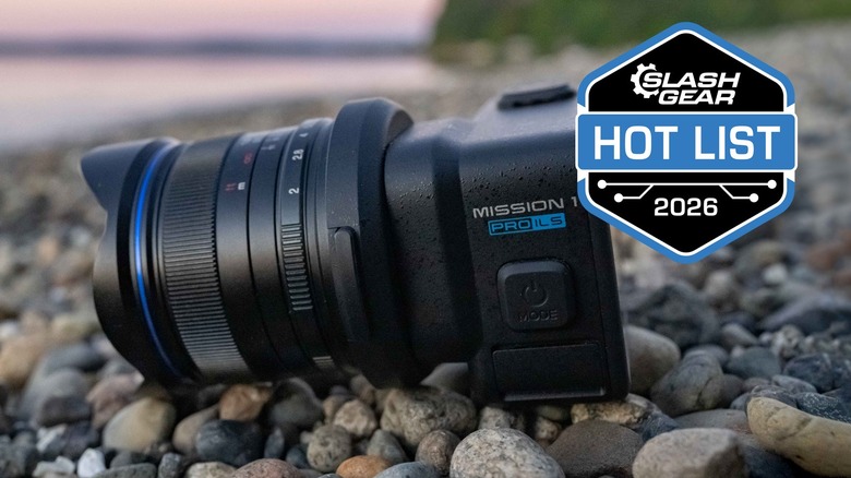 The GoPro Mission 1 Pro ILS with the Laowa 7.5mm f2.0 C-Dreamer lens on a rocky beach.
