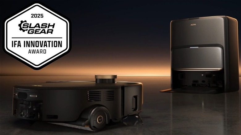 MOVA robot vacuum with SlashGear Innovation Award badge