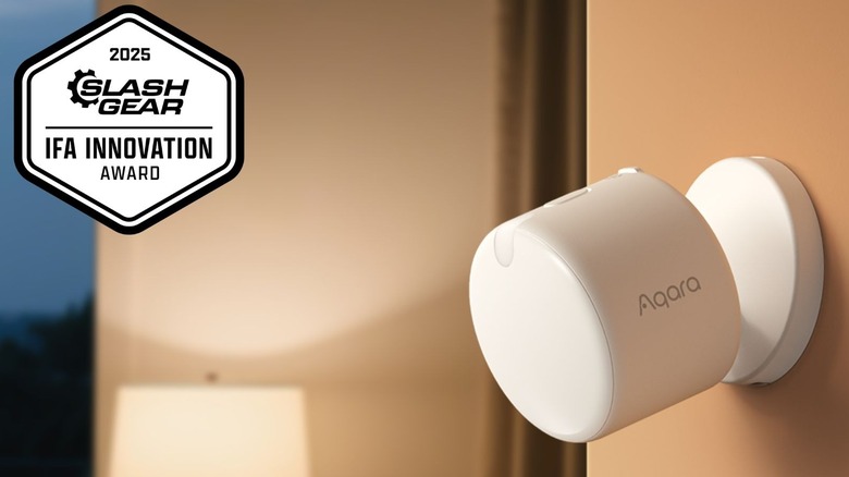 Aqara FP300 multi-sensing kit affixed to an interior wall
