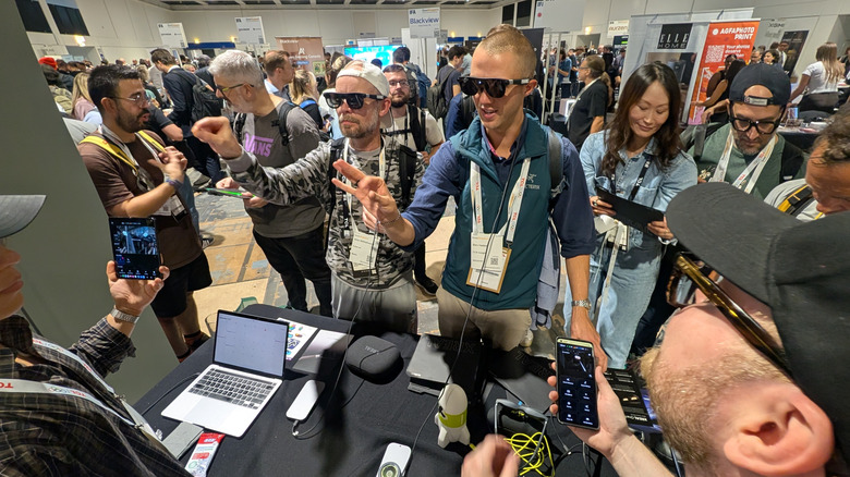 People testing products at a ShowStoppers booth