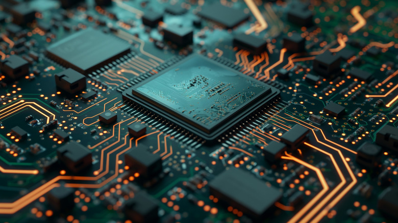 Close up of a computer CPU.