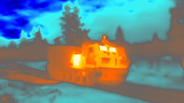 Image of military equipment captured using a thermal imaging camera