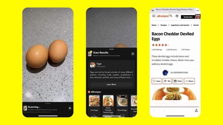 Snapchat Food Scan screenshots