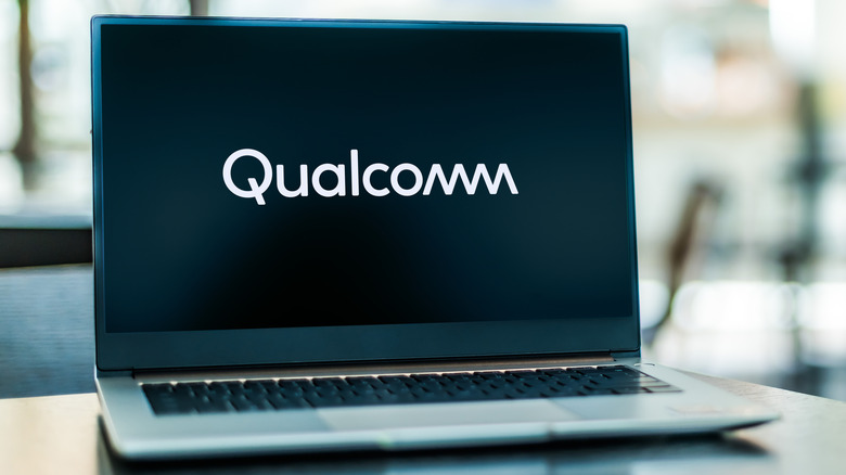 Qualcomm logo on a laptop screen