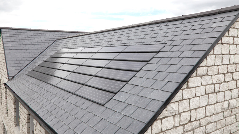 solar panels on black tile roof