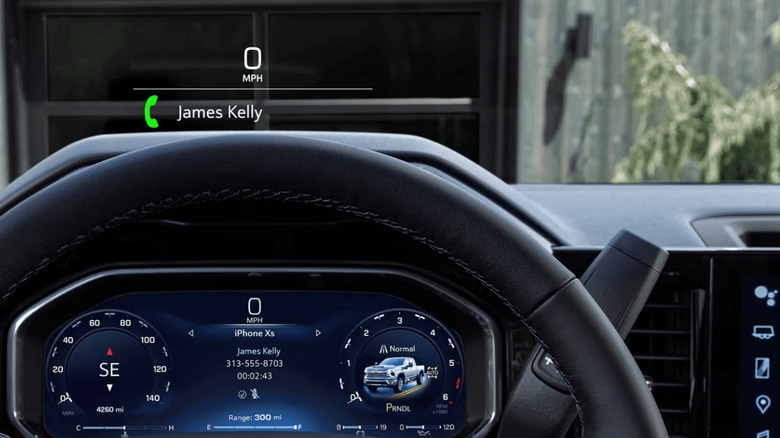 Interior of a 2026 Silverado HD showing the column-mounted shifter