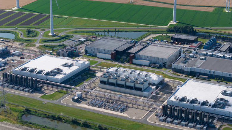 An aerial view of a data center in The Netherlands.
