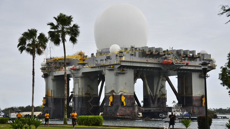 The Sea-based, X-band Radar (SBX 1) transits the waters of Joint Base Pearl Harbor-Hickam.