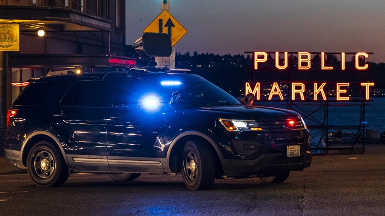 Police vehicle with mounted LRAD