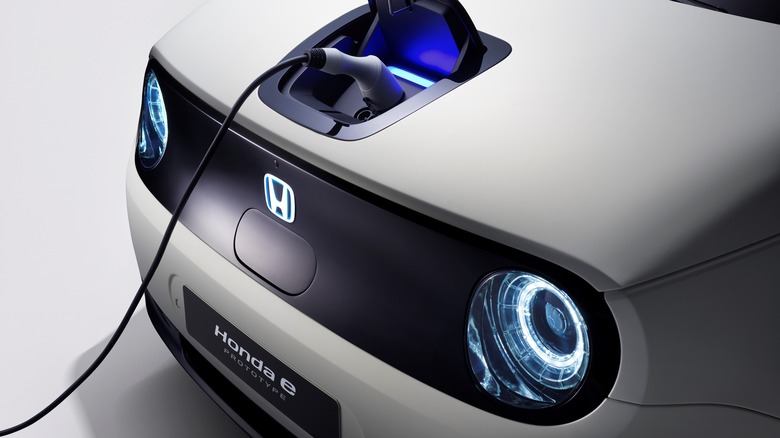 Honda Electric car being charged