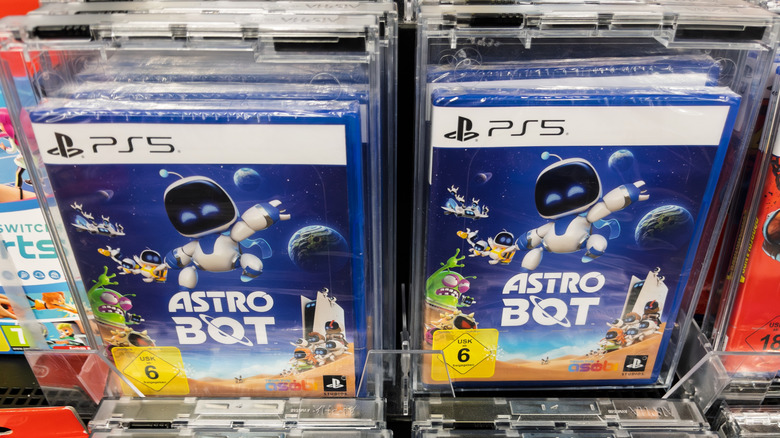 Playstation 5 titles on store shelf