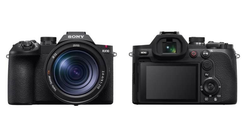 The Sony RX10 V as seen from the front and the rear