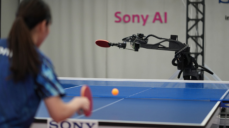 Sony's Ace robot returning a shot