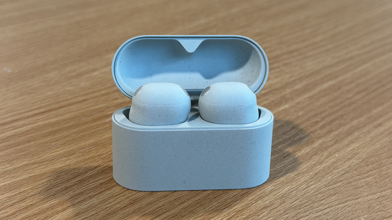 Sony WF-1000XM6 earbuds on a table