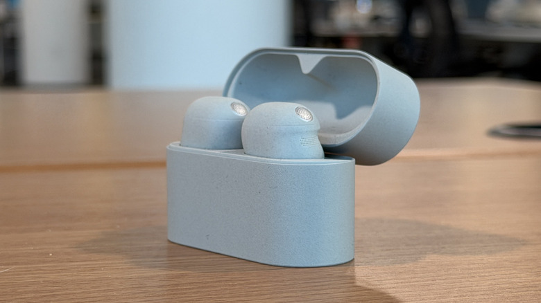 Sony WF-1000XM6 earbuds on a table