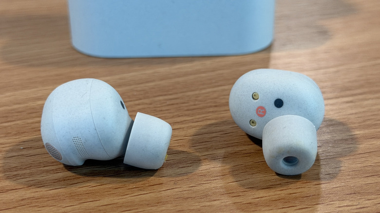 Sony WF-1000XM6 earbuds on a table