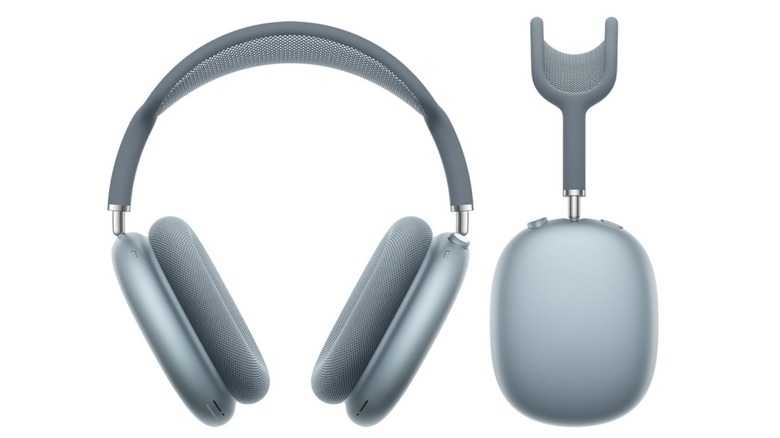 Blue AirPods Max front and side view