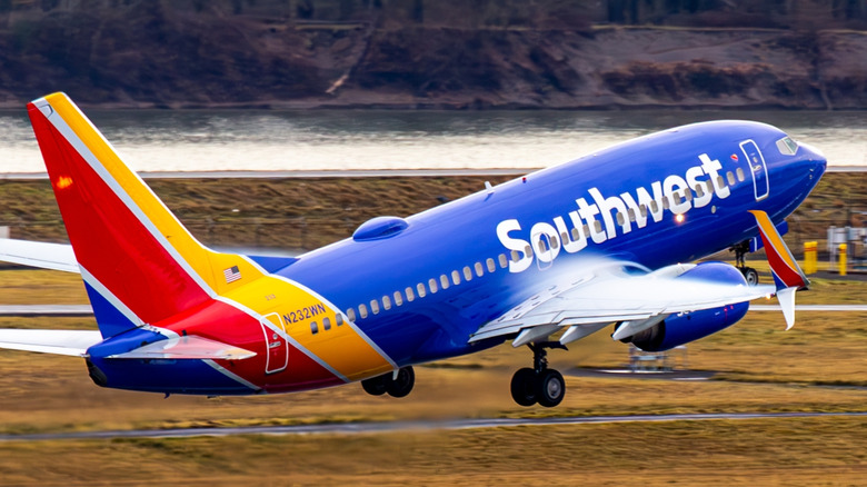 Southwest Airlines plane departing from Portland International