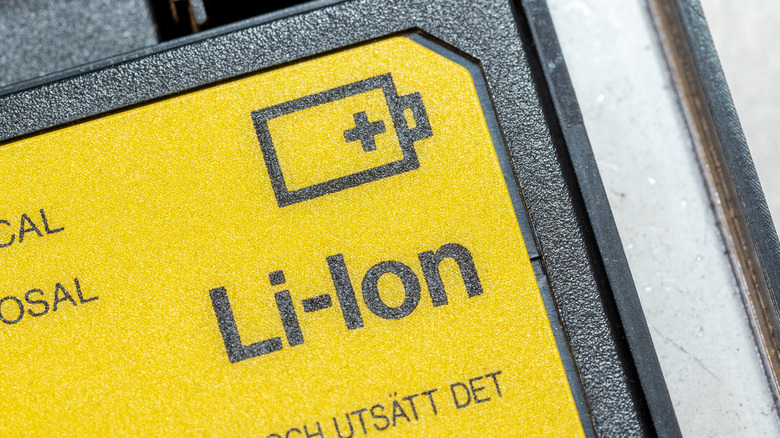 Lithium-ion laptop battery closeup
