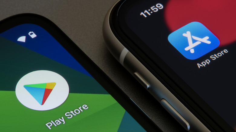 Google and Apple app store logos