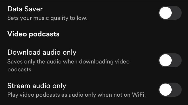 Data saver option on Spotify