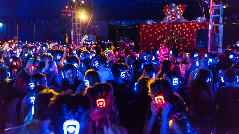 Group of people at a silent disco