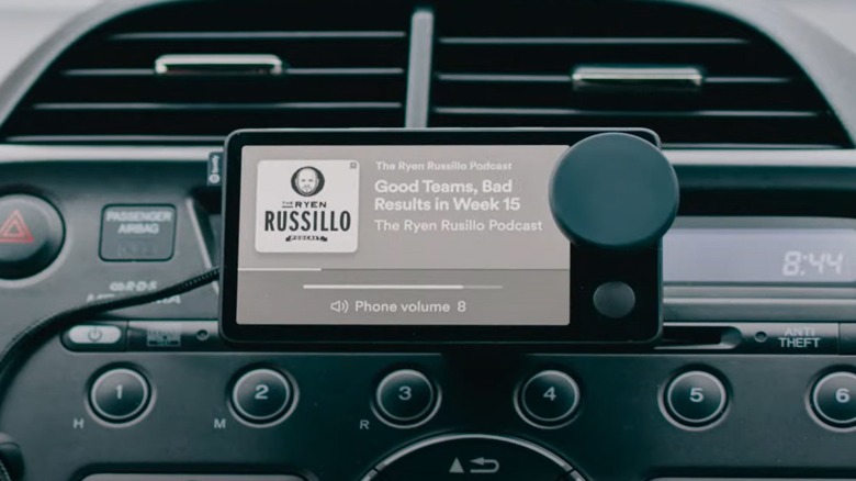 Spotify Car Thing on a dashboard