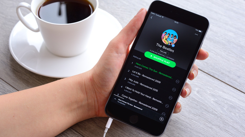 Spotify music streaming on phone 