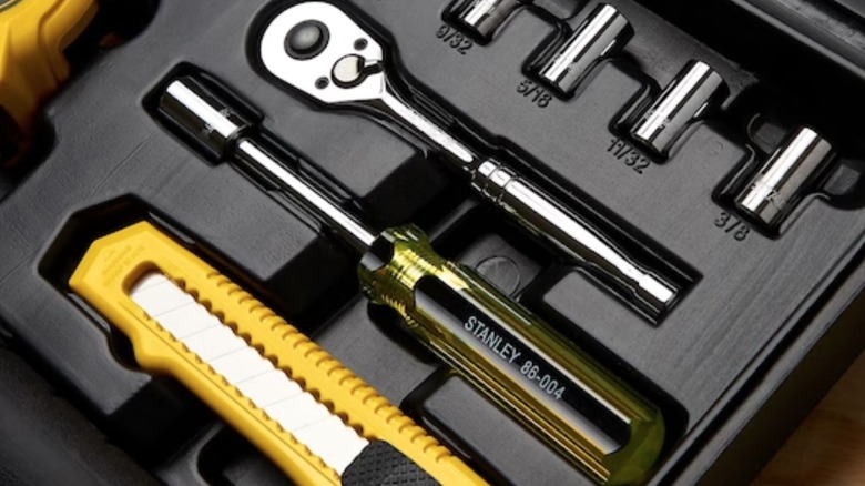 Picture of Stanley tools sitting in a tool box