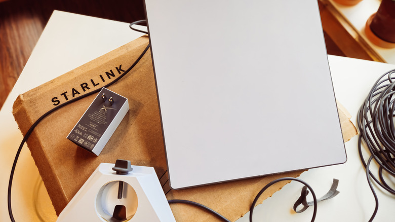 Starlink Mini kit laid out on a table