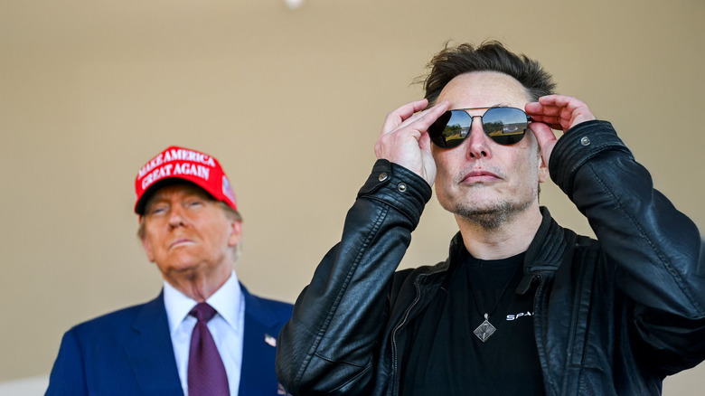 Elon Musk and Donald Trump watch a SpaceX launch together. together.