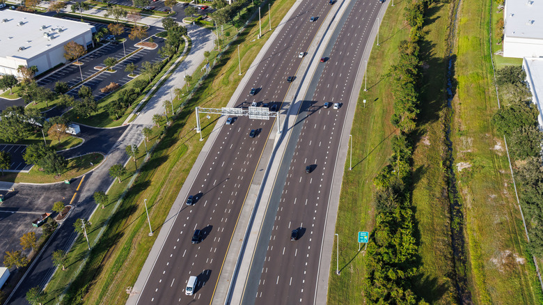 Overhead view of highway in Orlando, Florida