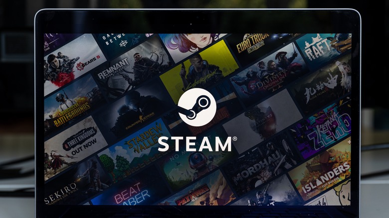 Steam logo laptop screen