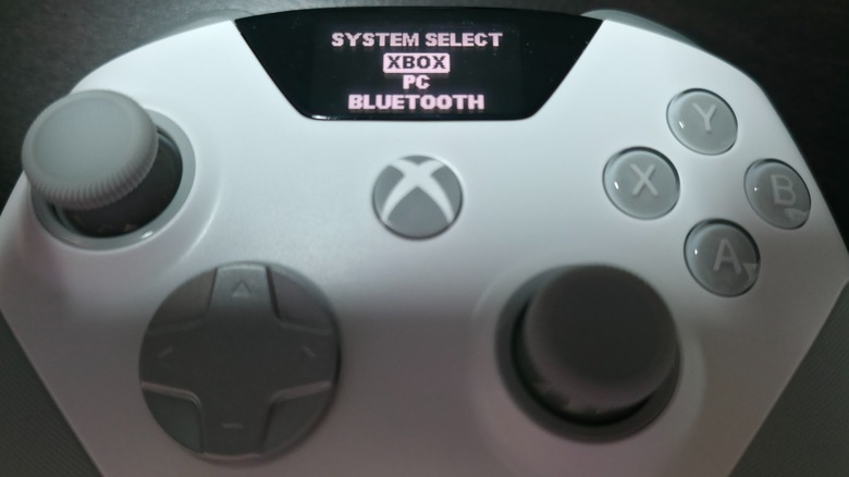 A closeup of the SteelSeries Aeon Pro Controller's screen