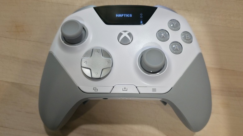 The SteelSeries Aeon Pro Controller showing its Haptics setup screen