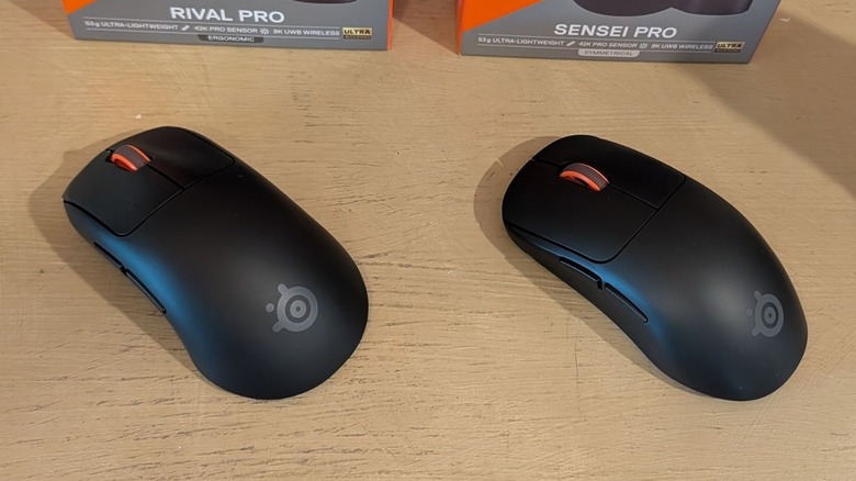 SteelSeries Rival Pro mouse next to Sensei Pro mouse