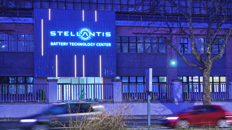 a stellantis logo is seen on the mirafiori factory in turin