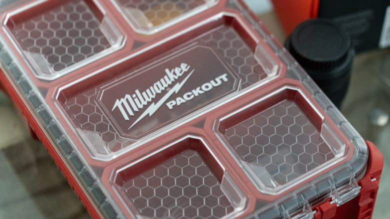 A Milwaukee Packout modular storage box