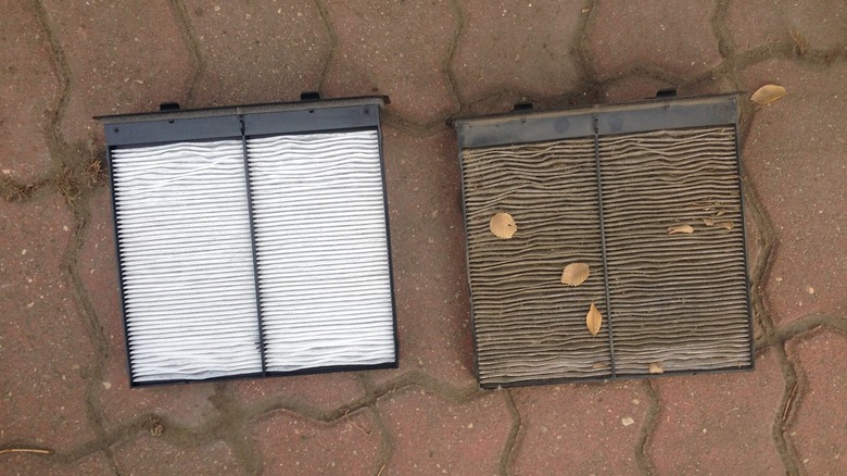 Two cabin filters next to each other, one is much older.